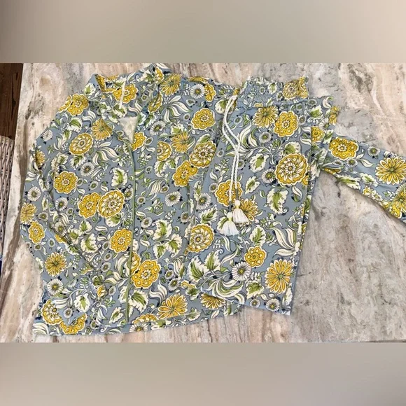 Women’s ANTHROPOLOGIE LyreBird marigold printed pajama set- Size XS - Picture 2 of 5